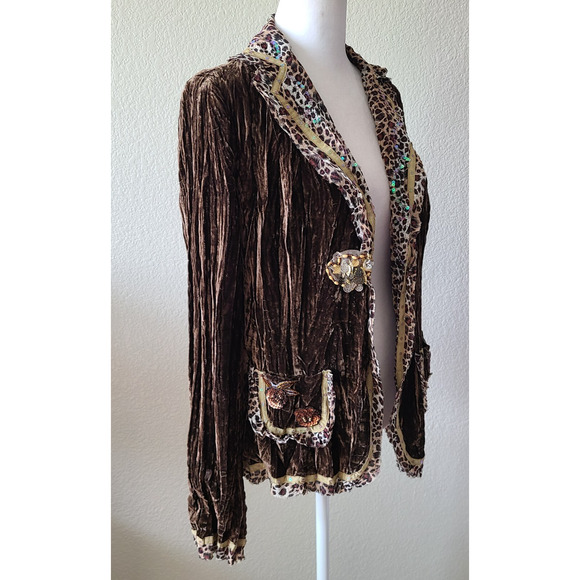 Passion Concept Beaded Lace Women's Top Cardigan SZ Small Brown Festival Boho - Picture 10 of 13